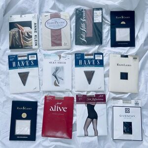 Women’s pantyhose tights lot 12 pairs blush, beige, cream, black, givenchy, etc